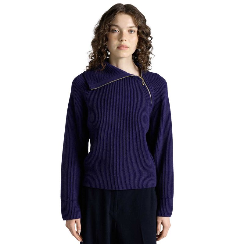 Cue Merino Bias Zip Neck Knit image number 0